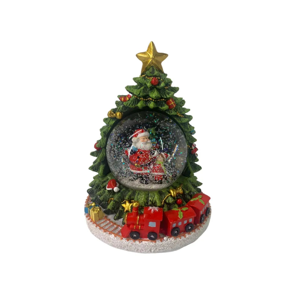 Bola De Nieve Arbol Con Musica Y Luz 10 Cm
