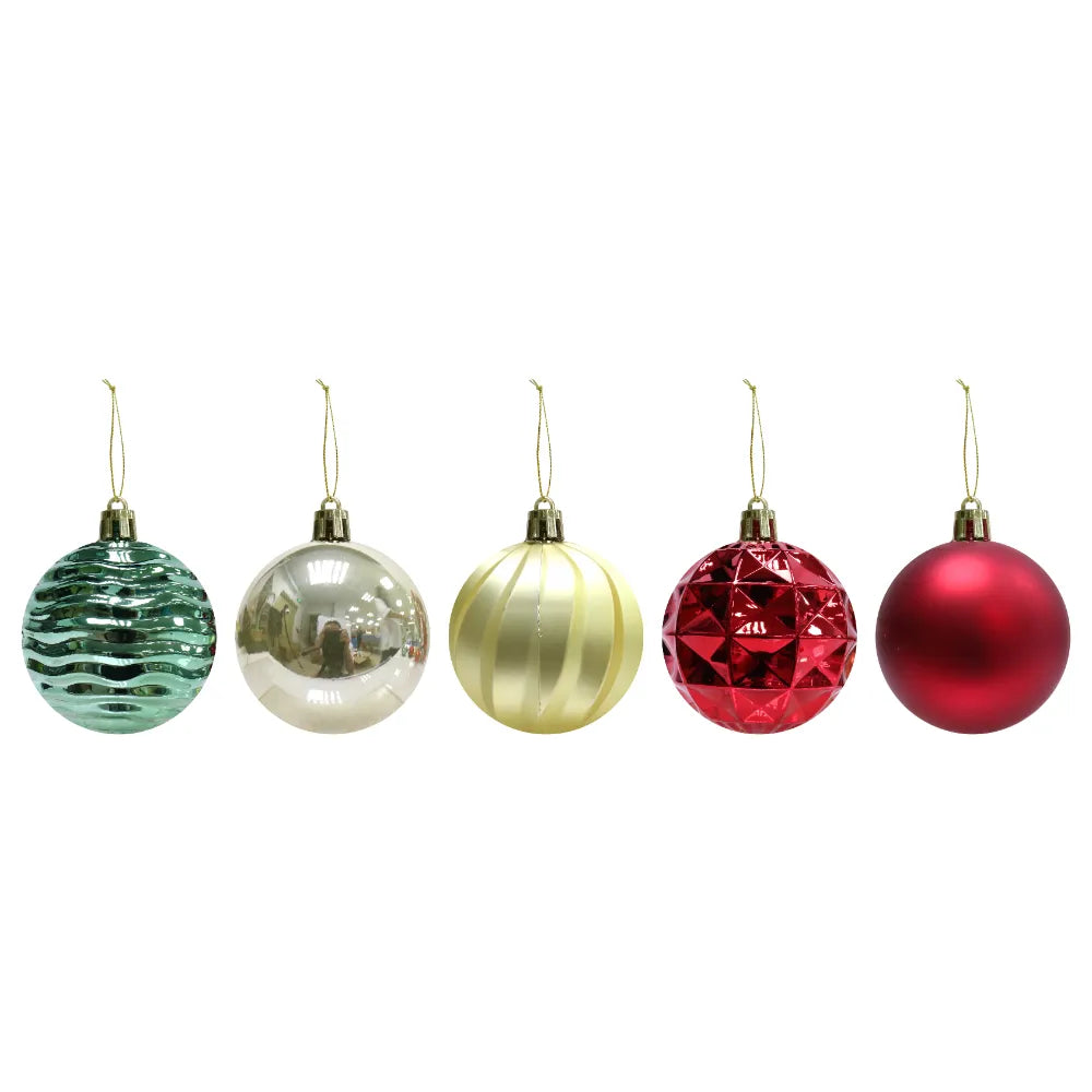 Set X35 Bolas Rojo Verde Dorado 6 Cm.