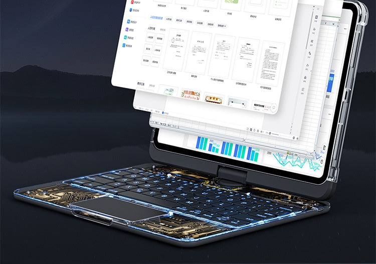 💻 Magic Keyboard Inteligente: Rotación 360° y Estilo Cyberpunk