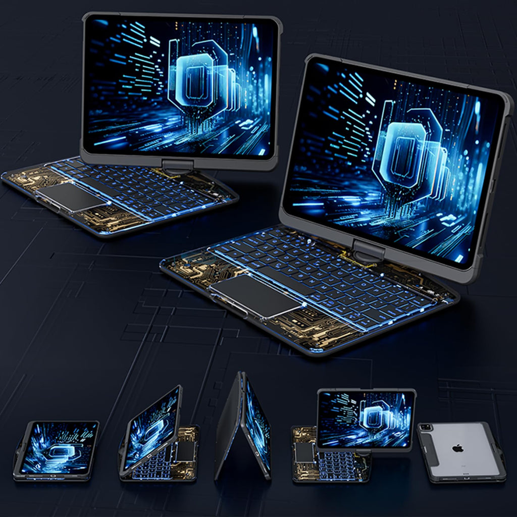 💻 Magic Keyboard Inteligente: Rotación 360° y Estilo Cyberpunk
