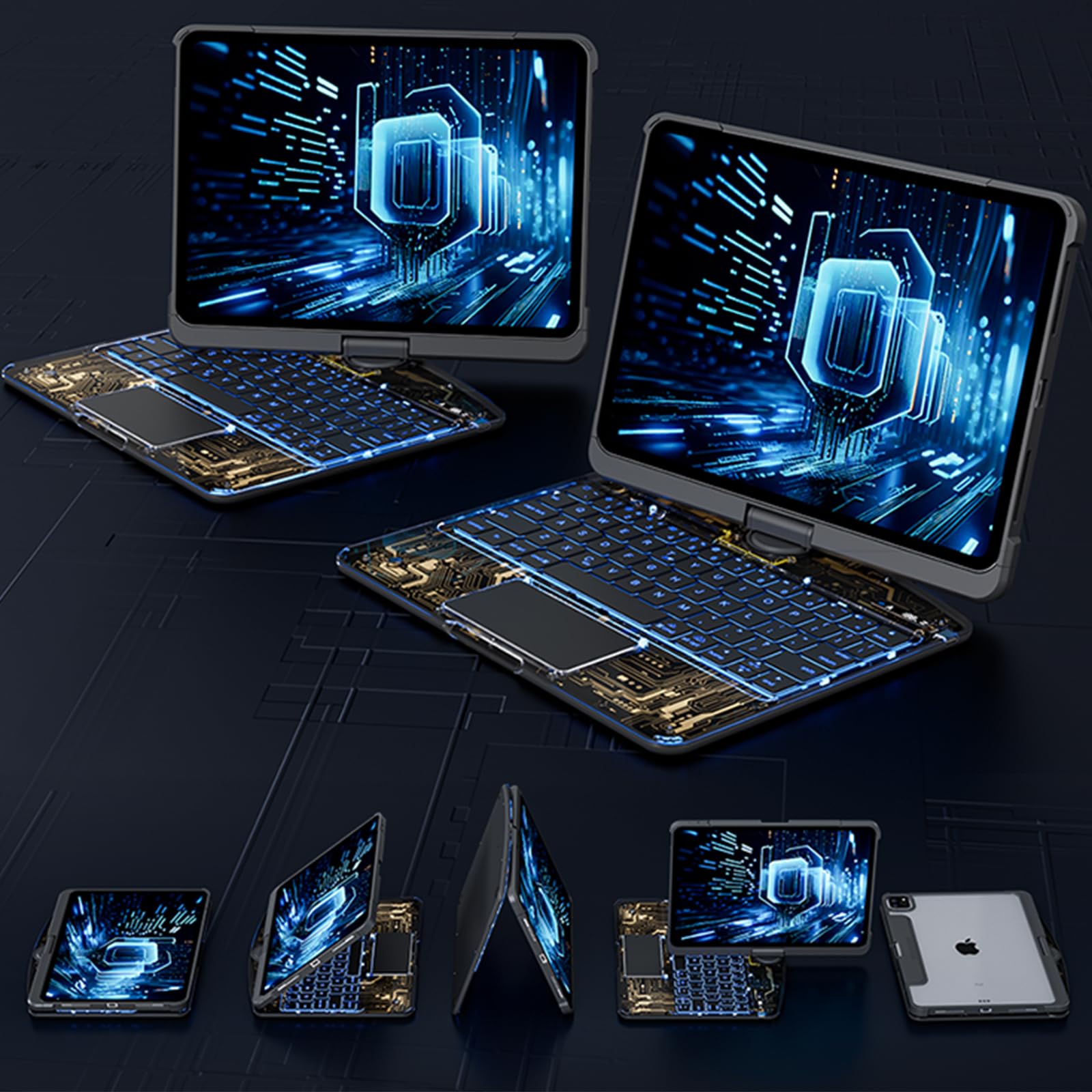 💻 Magic Keyboard Inteligente: Rotación 360° y Estilo Cyberpunk