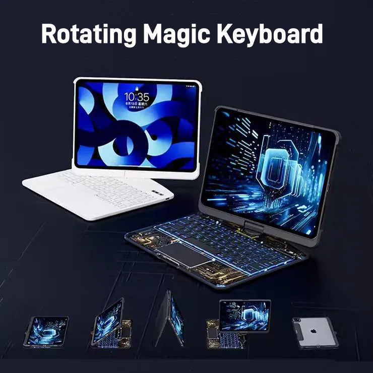 💻 Magic Keyboard Inteligente: Rotación 360° y Estilo Cyberpunk