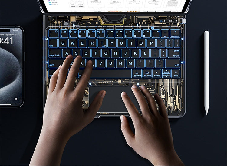 💻 Magic Keyboard Inteligente: Rotación 360° y Estilo Cyberpunk