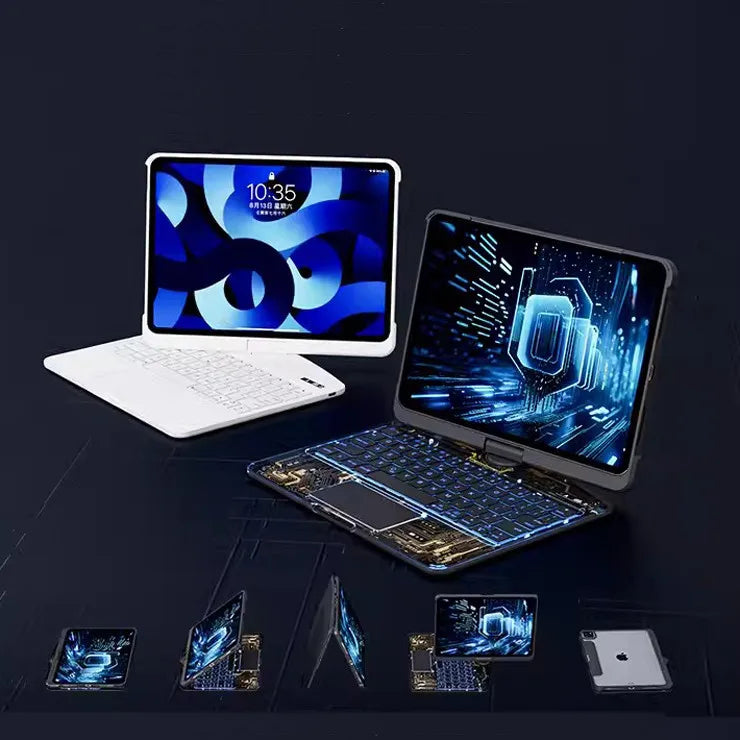 💻 Magic Keyboard Inteligente: Rotación 360° y Estilo Cyberpunk