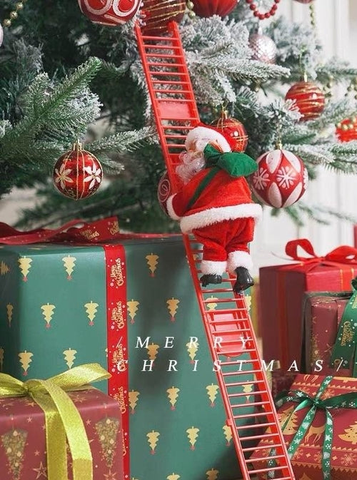 Christmas Electric Santa Decor, Santa Climbing Ropes & Ladder Toy Orna