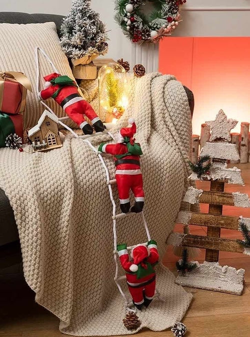 Christmas Electric Santa Decor, Santa Climbing Ropes & Ladder Toy Orna