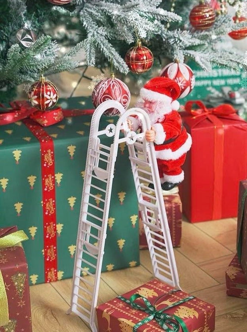 Christmas Electric Santa Decor, Santa Climbing Ropes & Ladder Toy Orna